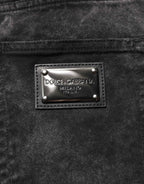 Dolce & Gabbana Black Cotton Mid Waist Denim Men Bermuda Short