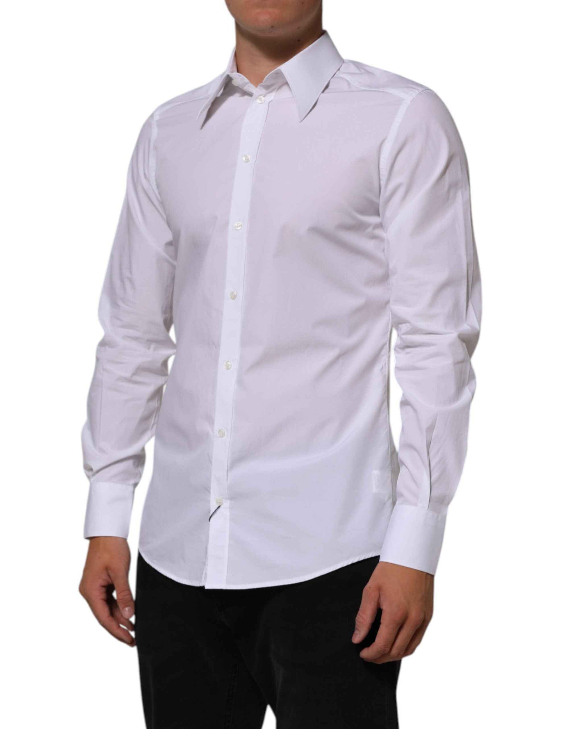 Dolce & Gabbana White Cotton MARTINI Men Formal Dress Shirt