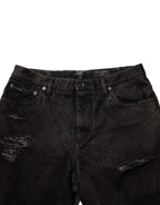 Dolce & Gabbana Black Cotton Tattered Denim Men Bermuda Short