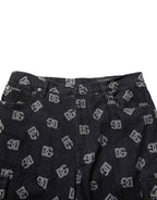 Dolce & Gabbana Black Monogram Denim Cargo Men Bermuda Short
