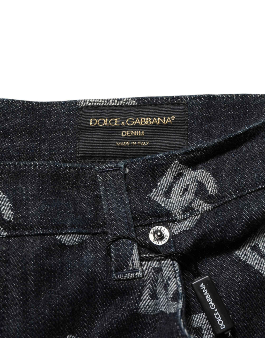 Dolce & Gabbana Black Monogram Denim Cargo Men Bermuda Short