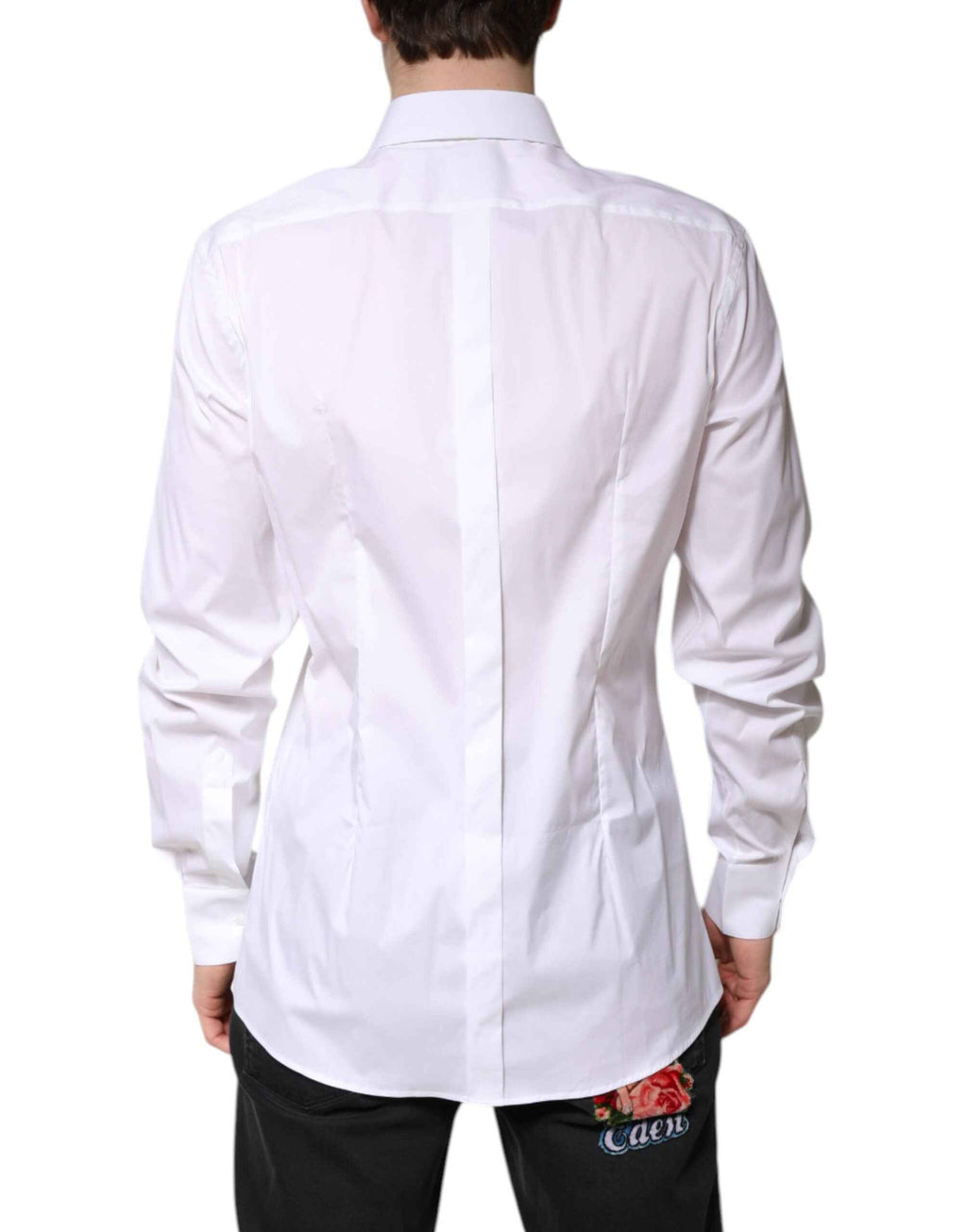 Dolce & Gabbana White Cotton Collared GOLD FormalDress Shirt