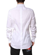 Dolce & Gabbana White Cotton Collared GOLD FormalDress Shirt