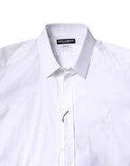 Dolce & Gabbana White Cotton Collared GOLD FormalDress Shirt