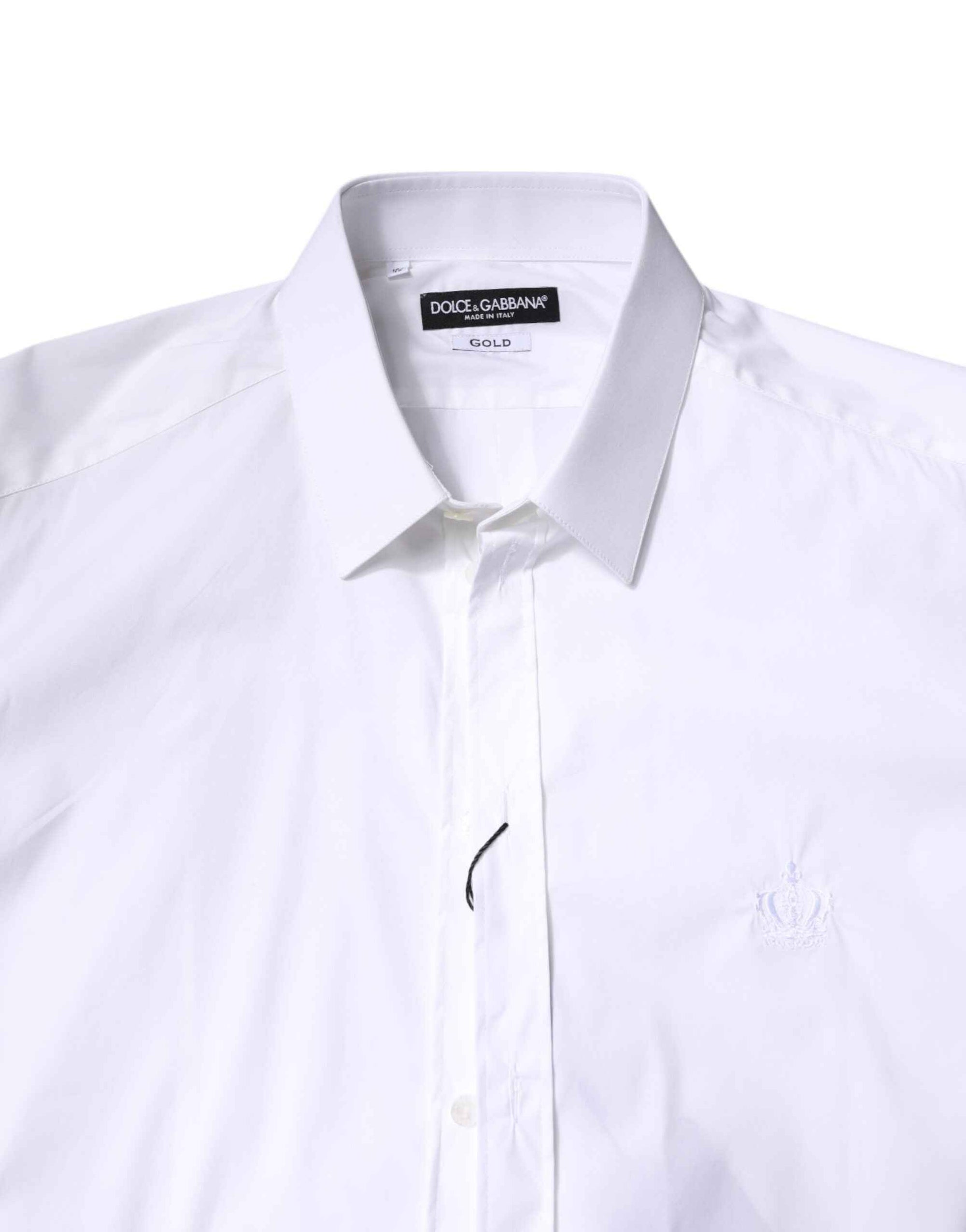 Dolce & Gabbana White Cotton Collared GOLD FormalDress Shirt