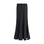 Balenciaga Black Fleece Wool Long Skirt