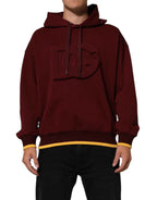 Dolce & Gabbana Maroon Embossed Logo Hooded Sweatshirt Sweater