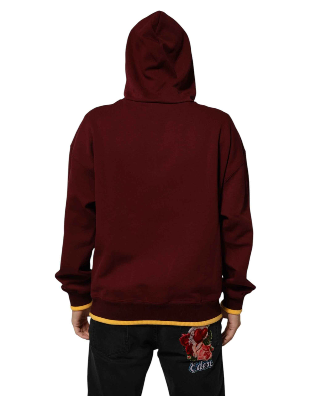 Dolce & Gabbana Maroon Embossed Logo Hooded Sweatshirt Sweater