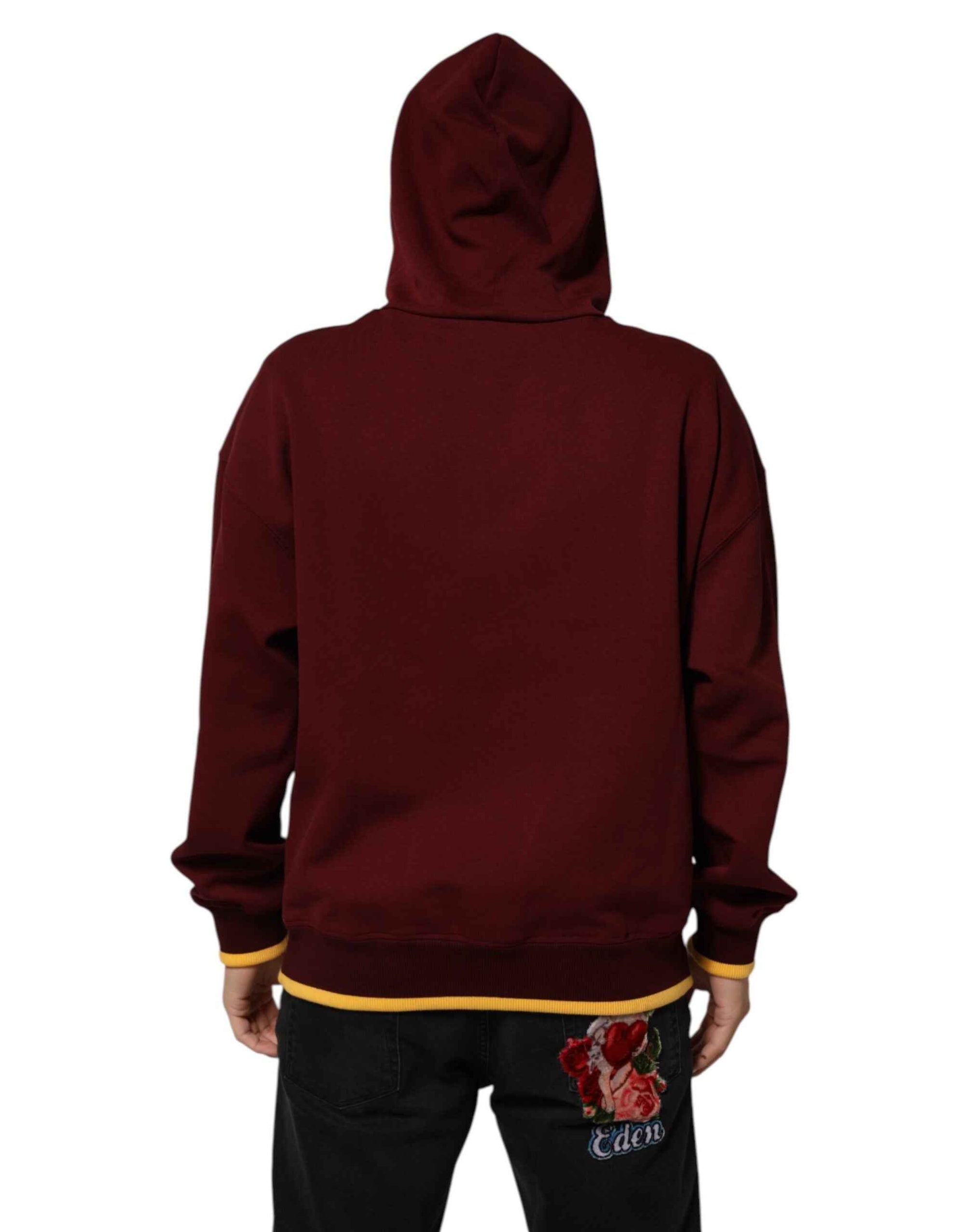Dolce & Gabbana Maroon Embossed Logo Hooded Sweatshirt Sweater