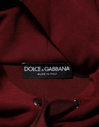Dolce & Gabbana Maroon Embossed Logo Hooded Sweatshirt Sweater