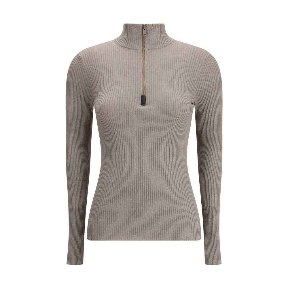 Brunello Cucinelli Zipped high neck Top