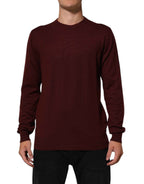 Dolce & Gabbana Maroon Cashmere Crew Neck Pullover Sweater