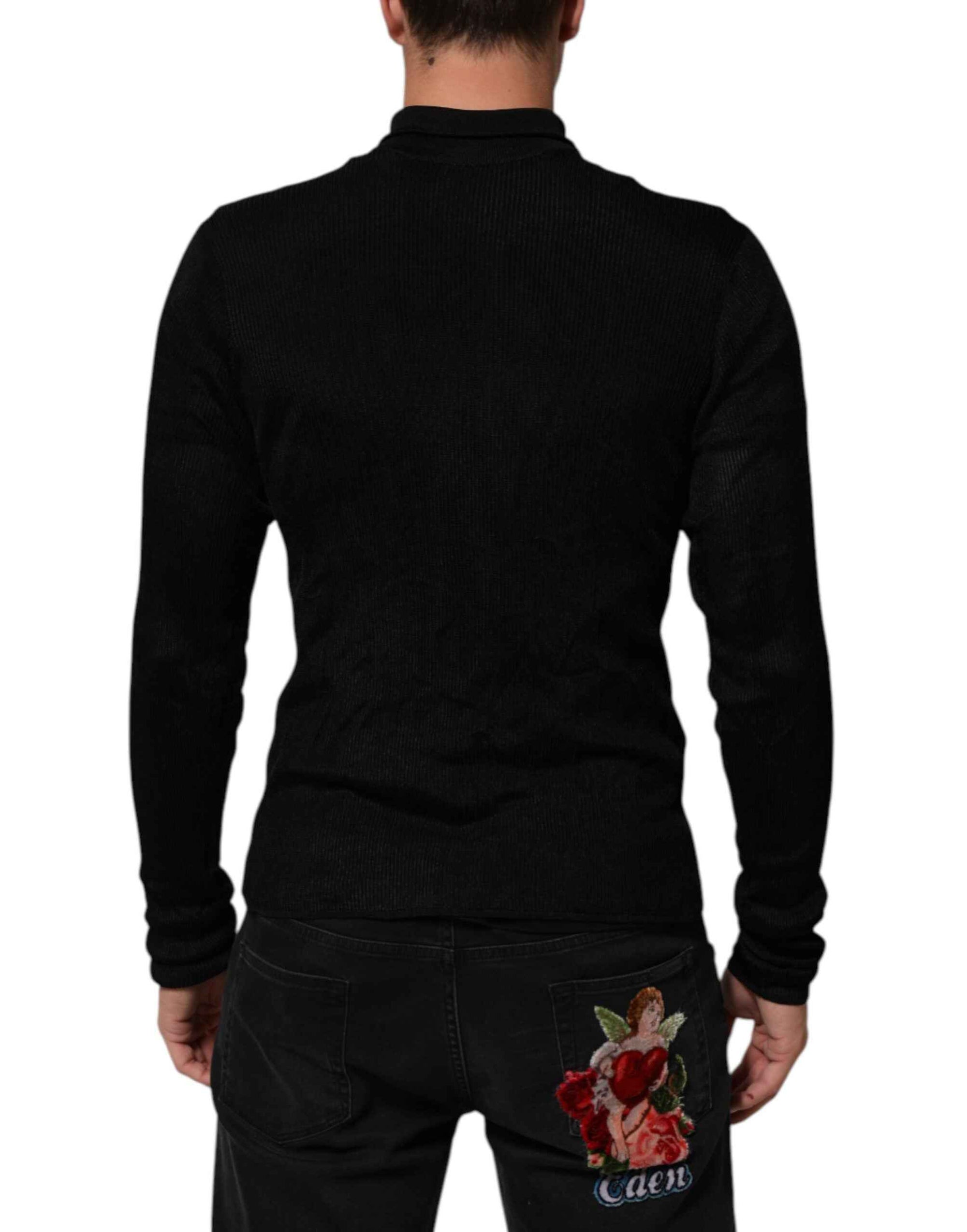 Dolce & Gabbana Black Viscose Turtle Neck Pullover Sweater