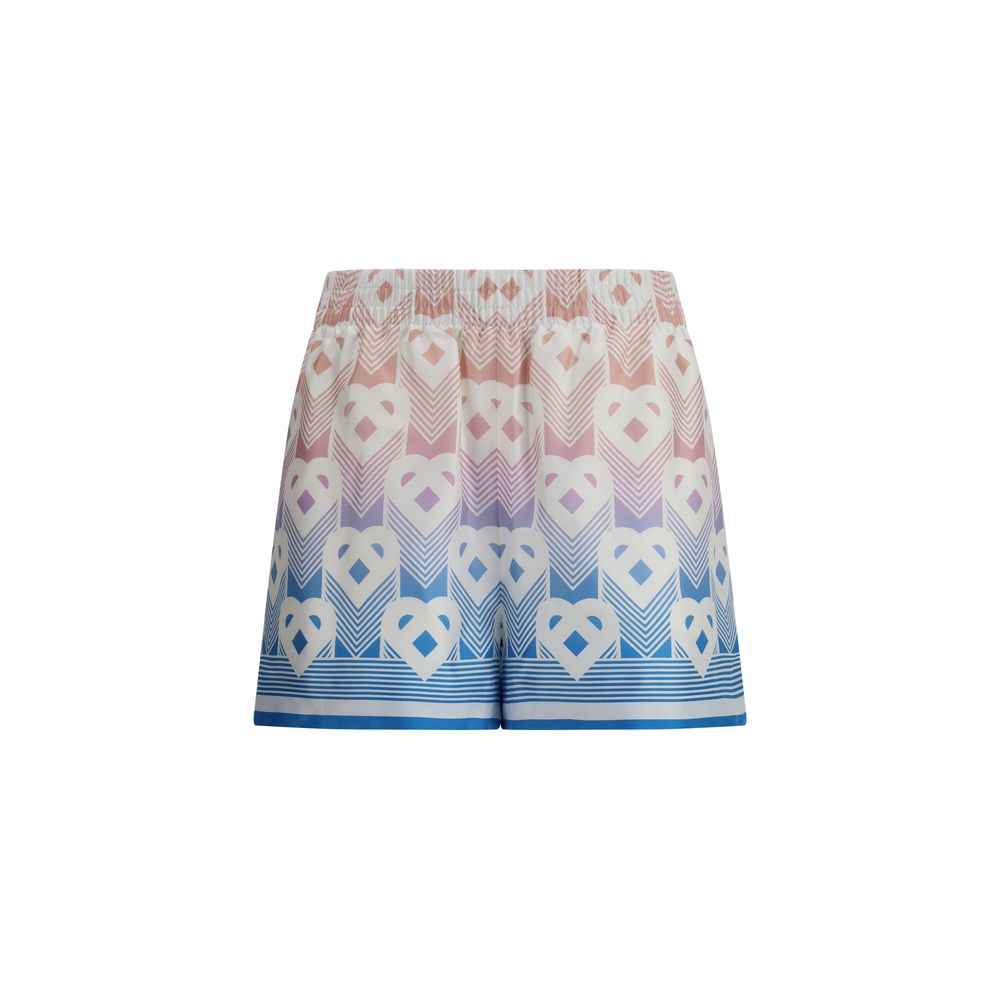 Casablanca Gradient Heart Monogram Silk Shorts
