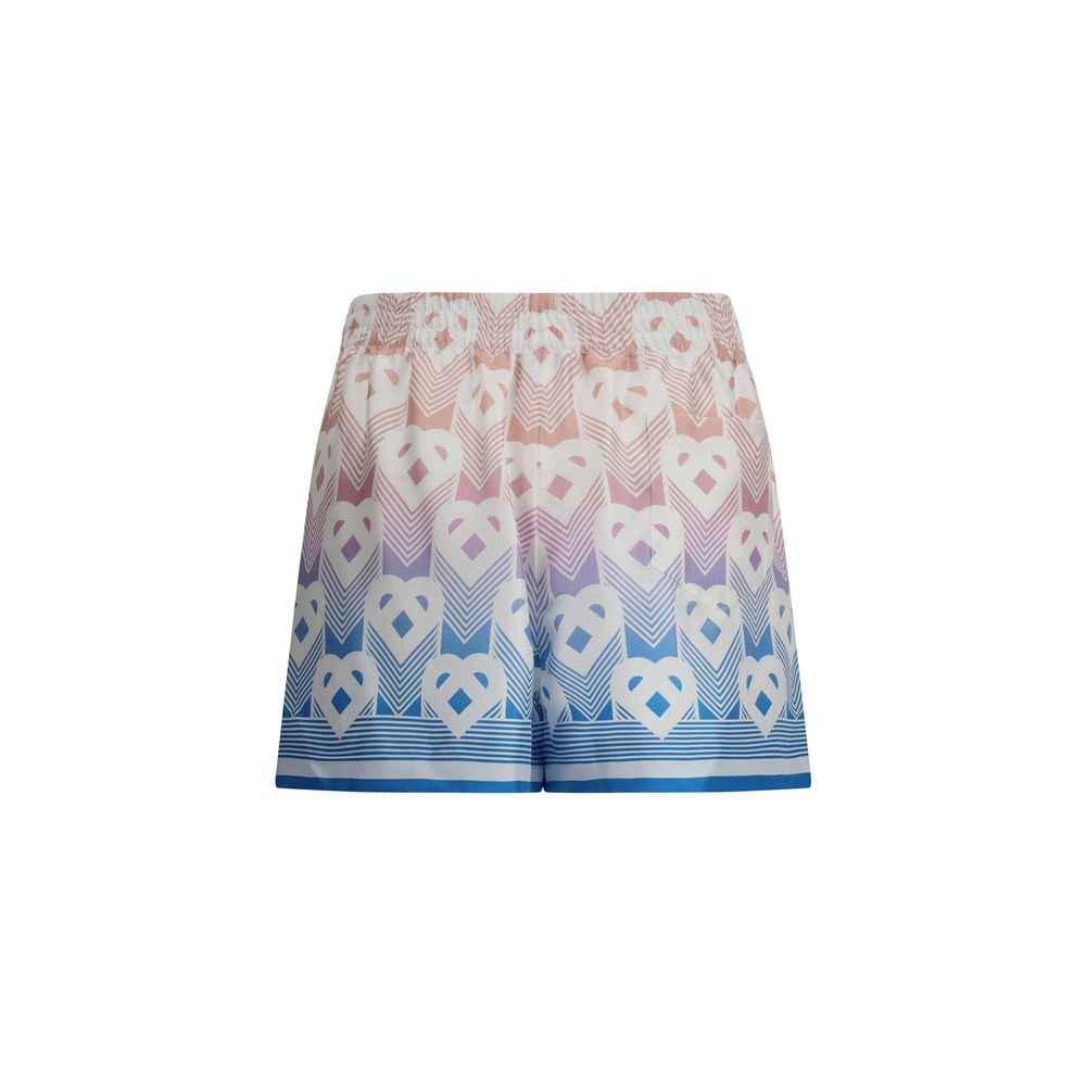 Casablanca Gradient Heart Monogram Silk Shorts