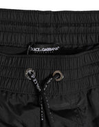 Dolce & Gabbana Black Logo Polyester Beachwear Shorts Swimwear