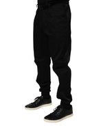 Dolce & Gabbana Black Cotton Stretch Casual Trouser Pants