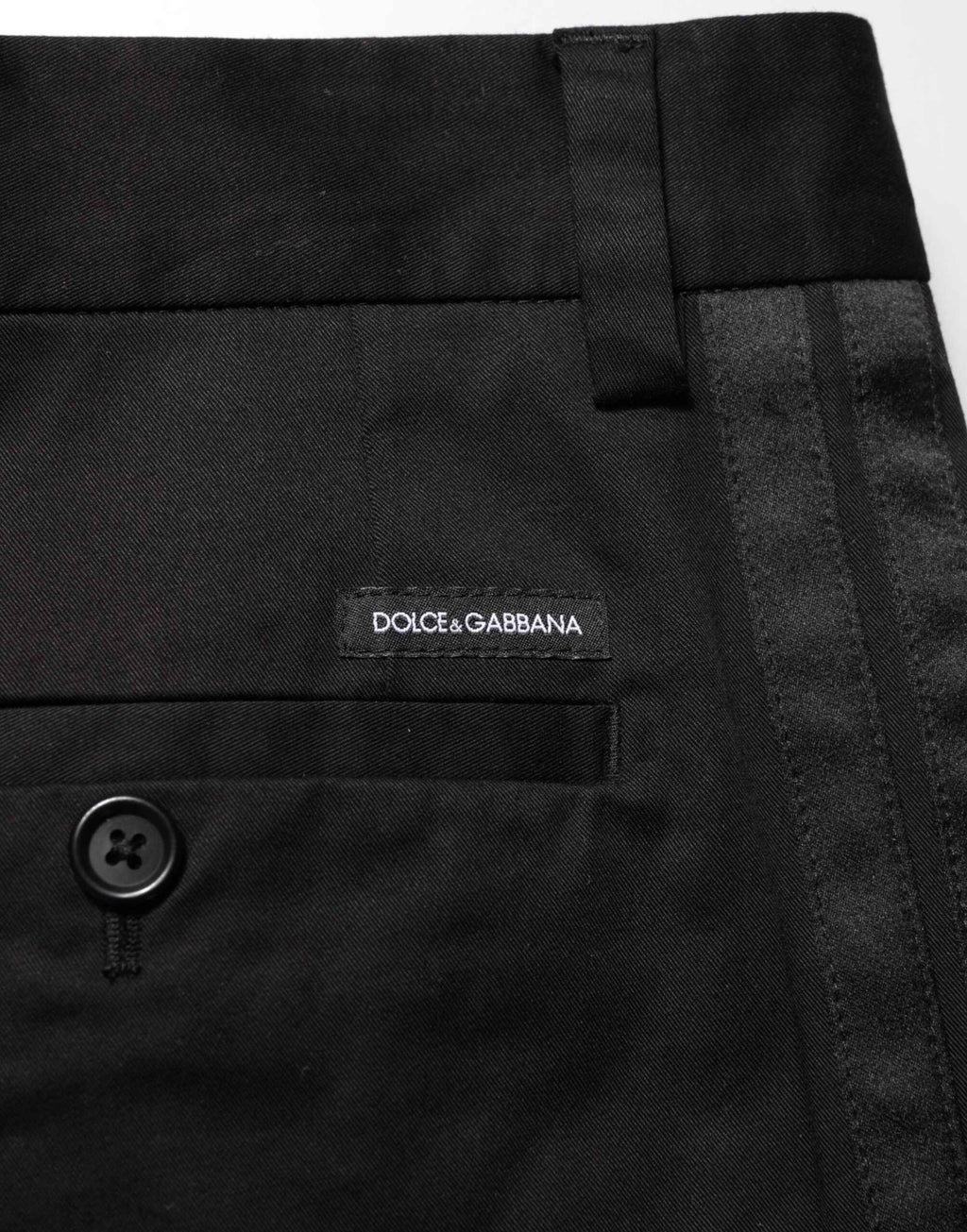Dolce & Gabbana Black Cotton Stretch Casual Trouser Pants
