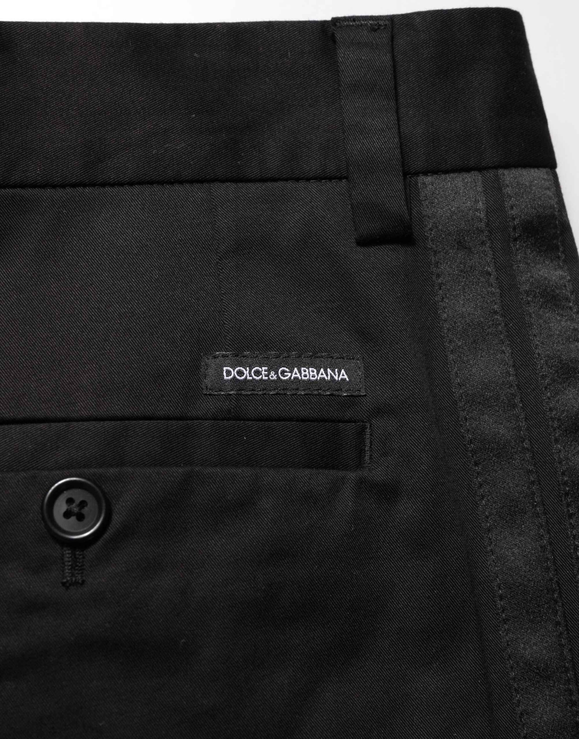Dolce & Gabbana Black Cotton Stretch Casual Trouser Pants