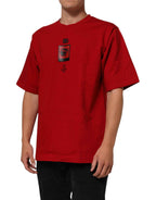 Dolce & Gabbana Red Logo Eye Print Cotton Short Sleeve T-shirt