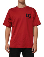 Dolce & Gabbana Red Logo Print Cotton Short Sleeve T-shirt