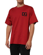 Dolce & Gabbana Red Logo Print Cotton Short Sleeve T-shirt