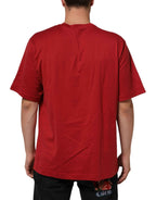 Dolce & Gabbana Red Logo Print Cotton Short Sleeve T-shirt