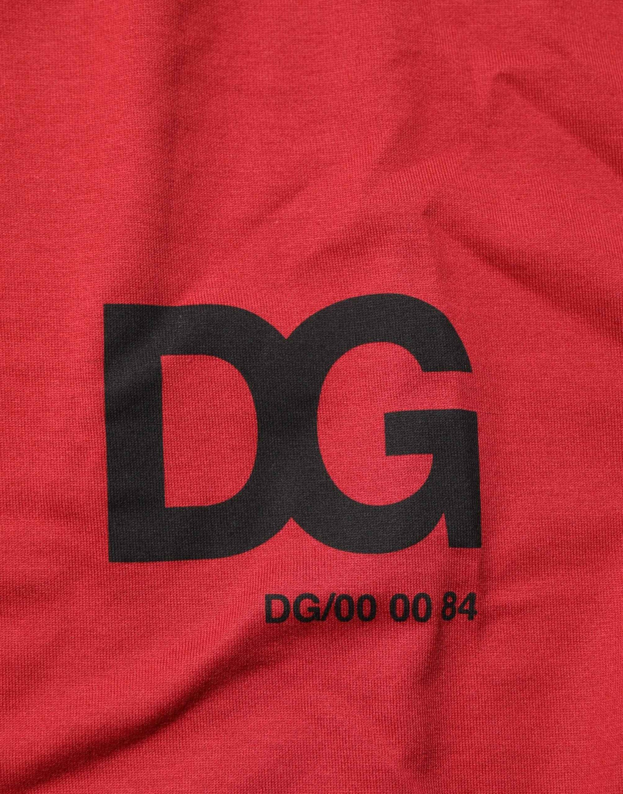 Dolce & Gabbana Red Logo Print Cotton Short Sleeve T-shirt