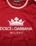 Dolce & Gabbana Maroon LogoCrown Cotton Half Sleeve T-shirt