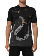 Dolce & Gabbana Black Musical Print Cotton Crew Neck T-shirt