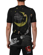 Dolce & Gabbana Black Musical Print Cotton Crew Neck T-shirt