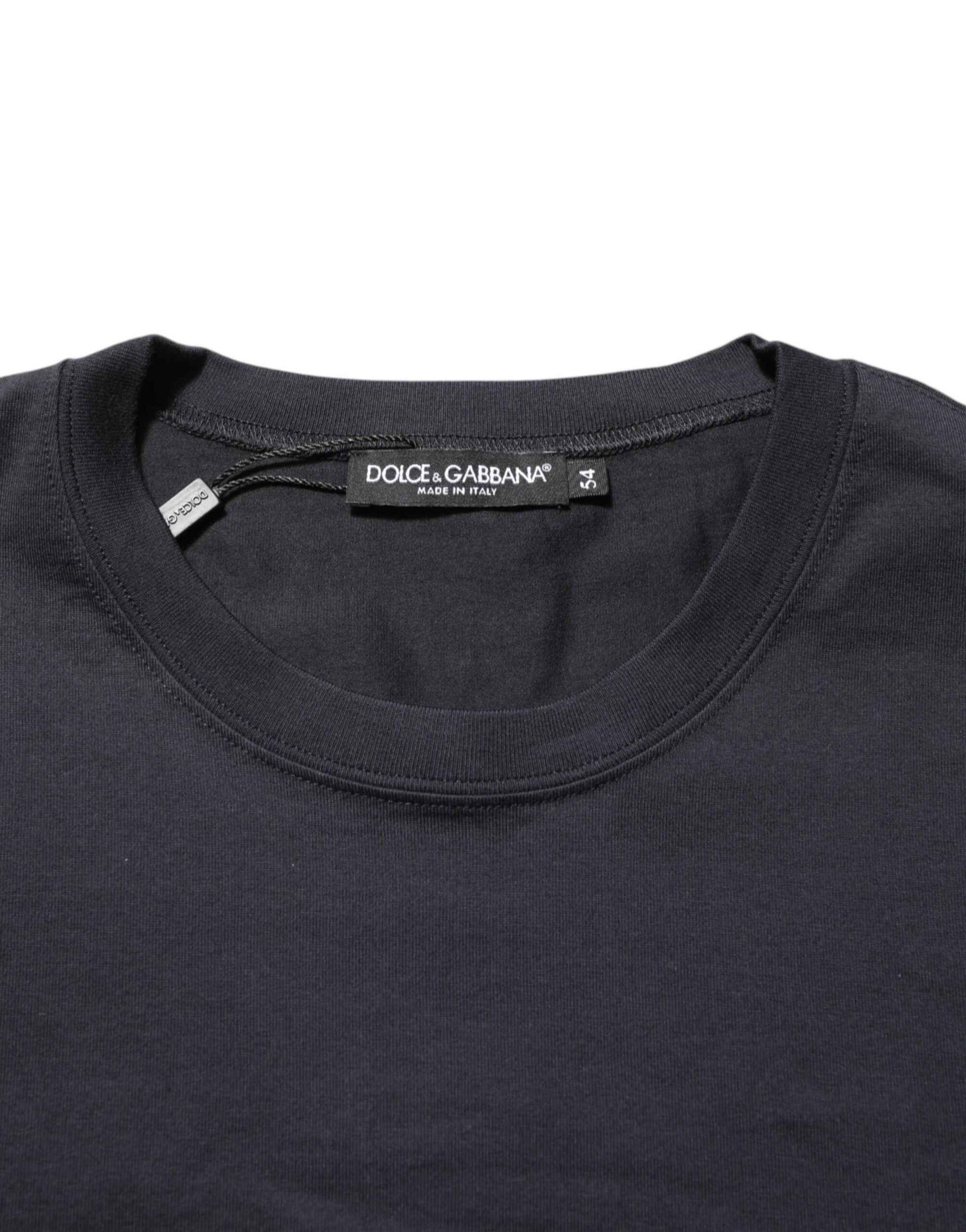 Dolce & Gabbana Black Logo Compass Cotton Crew Neck T-shirt