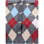 Ganni Gray Merino Wool Polo Shirt