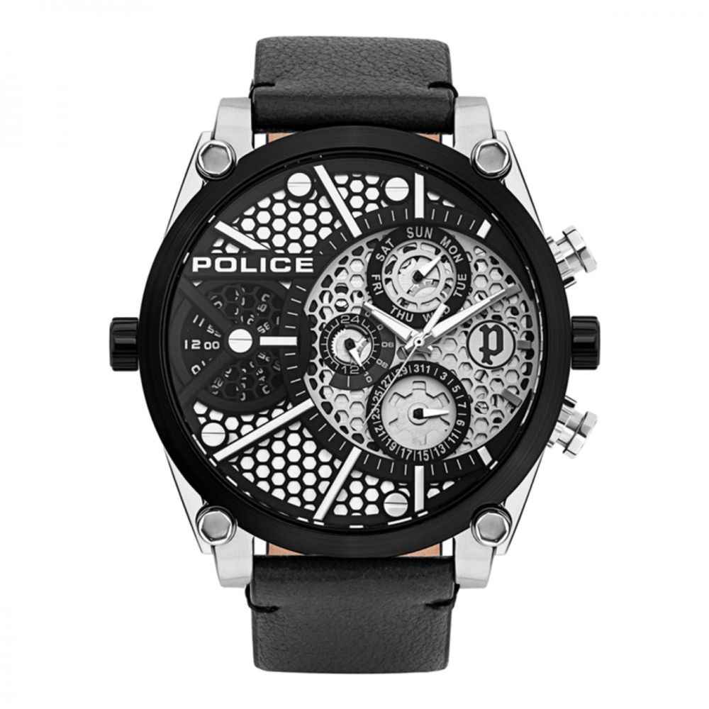 Police Black Leather Watch