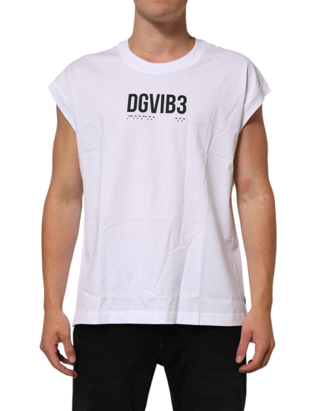 Dolce & Gabbana White Cotton Sleeveless Printed Tank T-shirt