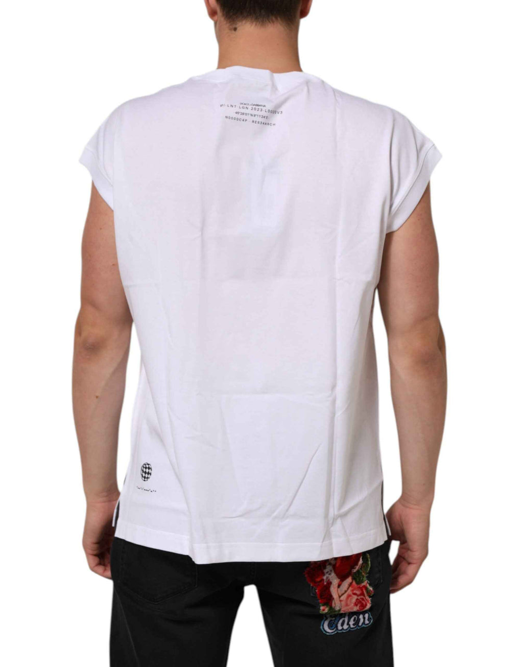 Dolce & Gabbana White Cotton Sleeveless Printed Tank T-shirt