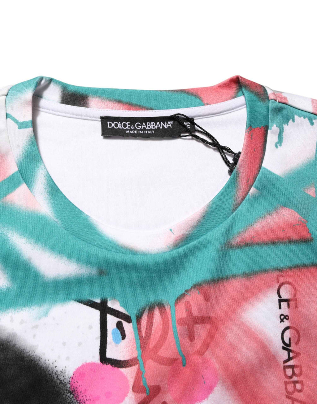 Dolce & Gabbana White Graffiti Crew Neck Short Sleeves T-shirt