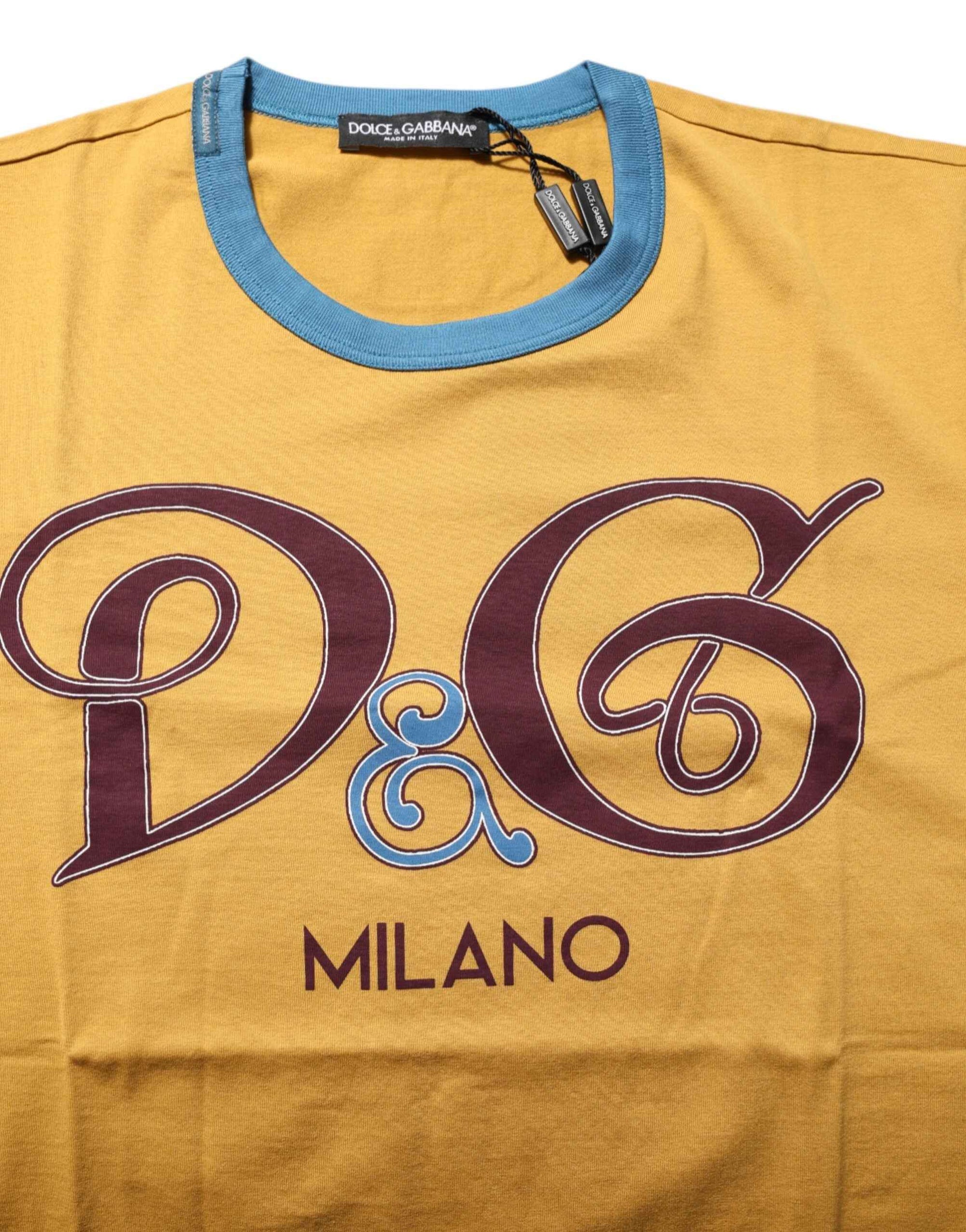 Dolce & Gabbana Yellow Logo Crew Neck Short Sleeves T-shirt