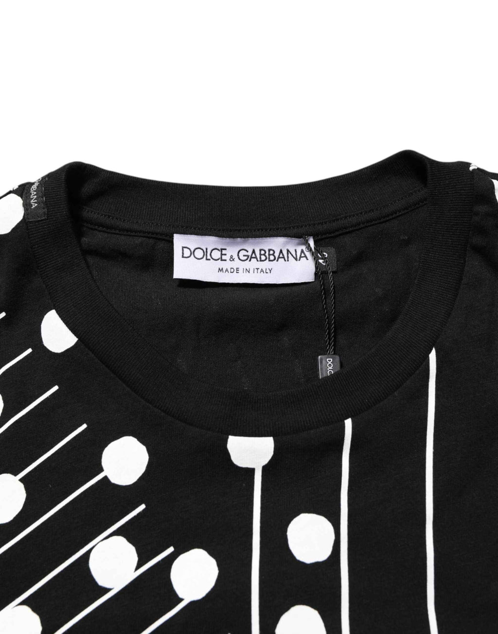 Dolce & Gabbana Black Cotton Polka Dots Round Neck T-shirt