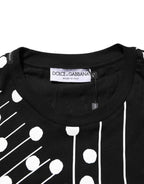 Dolce & Gabbana Black Cotton Polka Dots Round Neck T-shirt