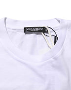 Dolce & Gabbana White Graphic Print Cotton Crew Neck T-shirt