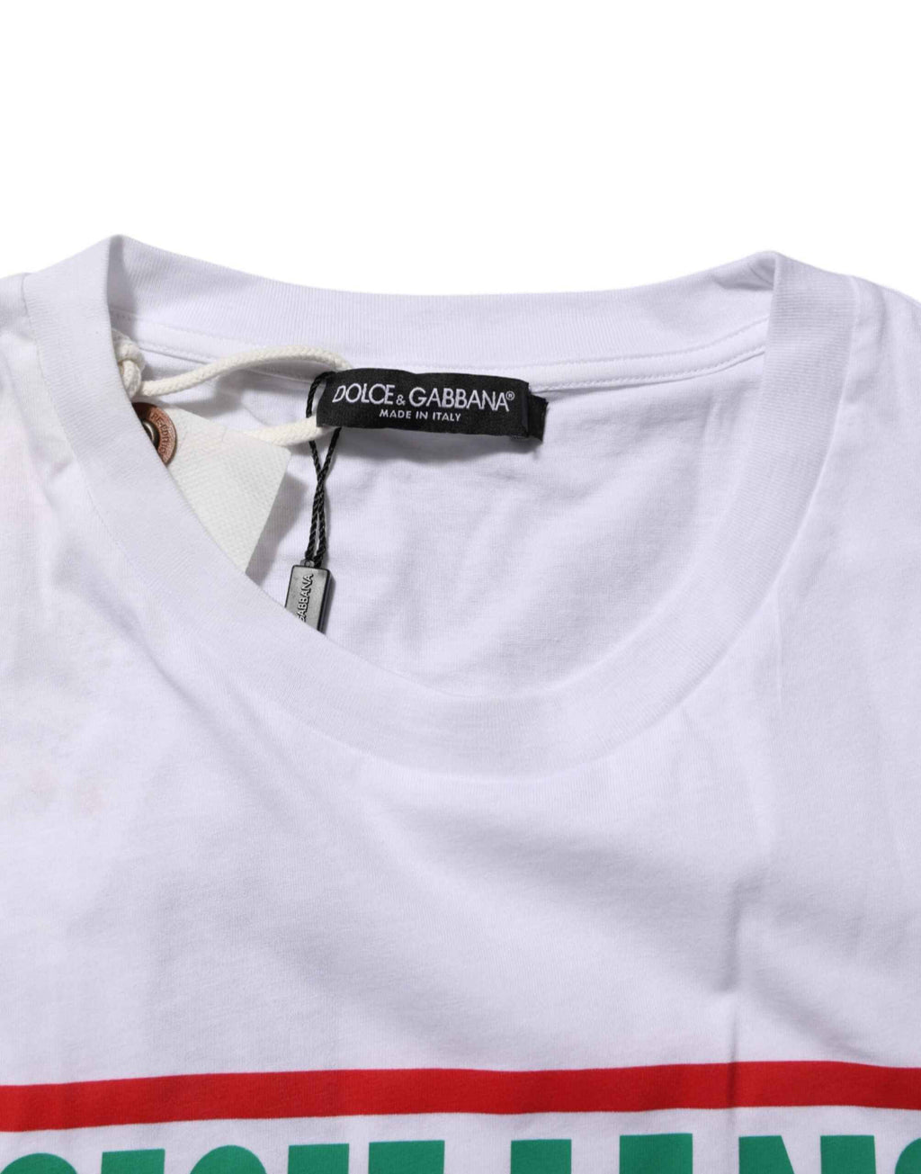 Dolce & Gabbana White Graphic Print Cotton Crew Neck T-shirt