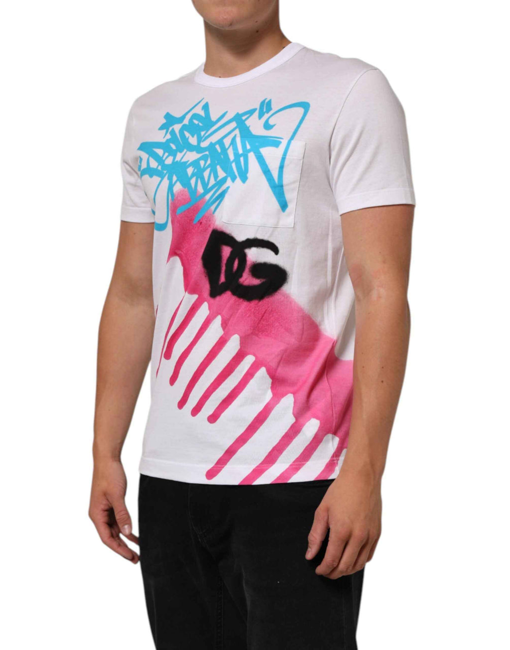 Dolce & Gabbana White Graphic Print Cotton Crew Neck T-shirt