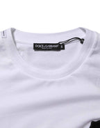 Dolce & Gabbana White Cotton Logo Patch Crew Neck  T-shirt