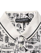 Dolce & Gabbana White Musical Print Collared Polo T-shirt