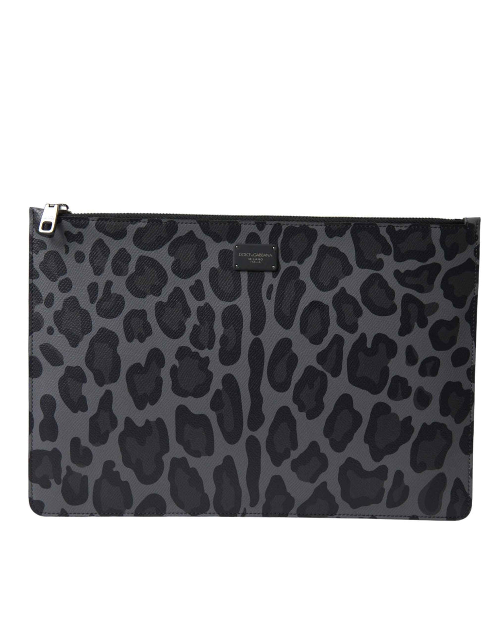 Dolce & Gabbana Multicolor Leopard Jacquard Logo Plaque Document Briefcase Bag