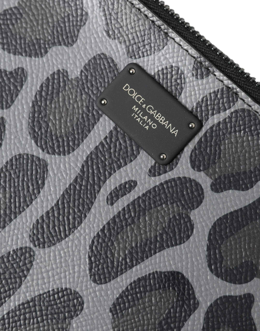 Dolce & Gabbana Multicolor Leopard Jacquard Logo Plaque Document Briefcase Bag
