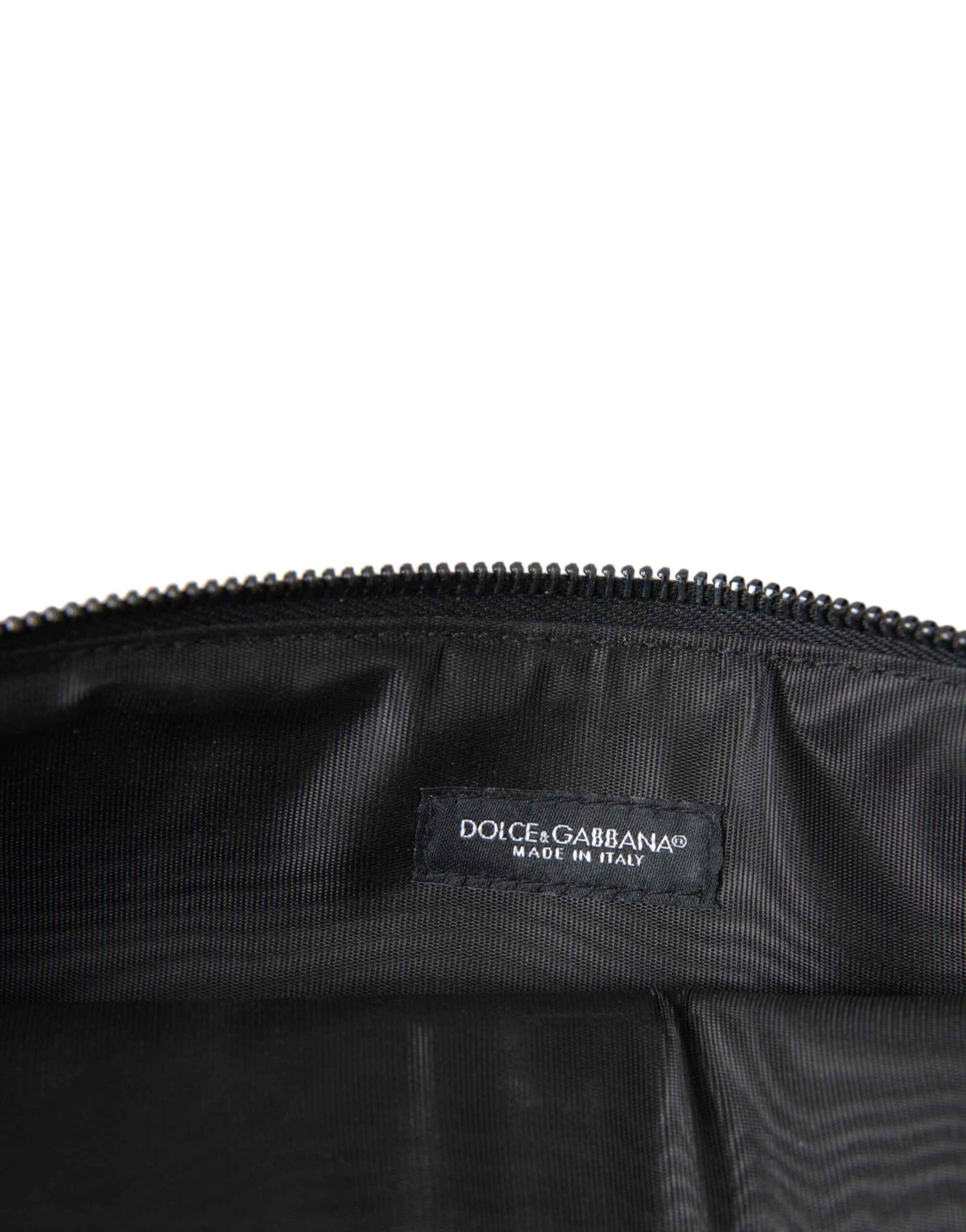 Dolce & Gabbana Multicolor Leopard Jacquard Logo Plaque Document Briefcase Bag