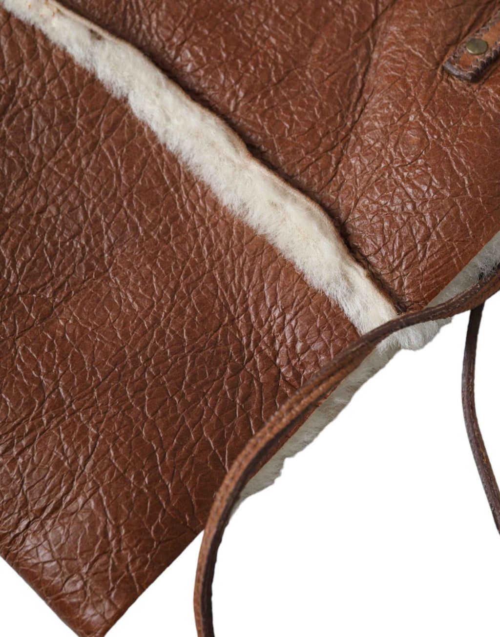 Miu Miu Brown Leather Fur Inner Lining Neck Strap WinterFleece Handwarmer