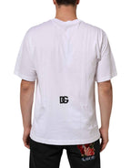 Dolce & Gabbana White Logo Print Cotton Crew Neck Men T-shirt